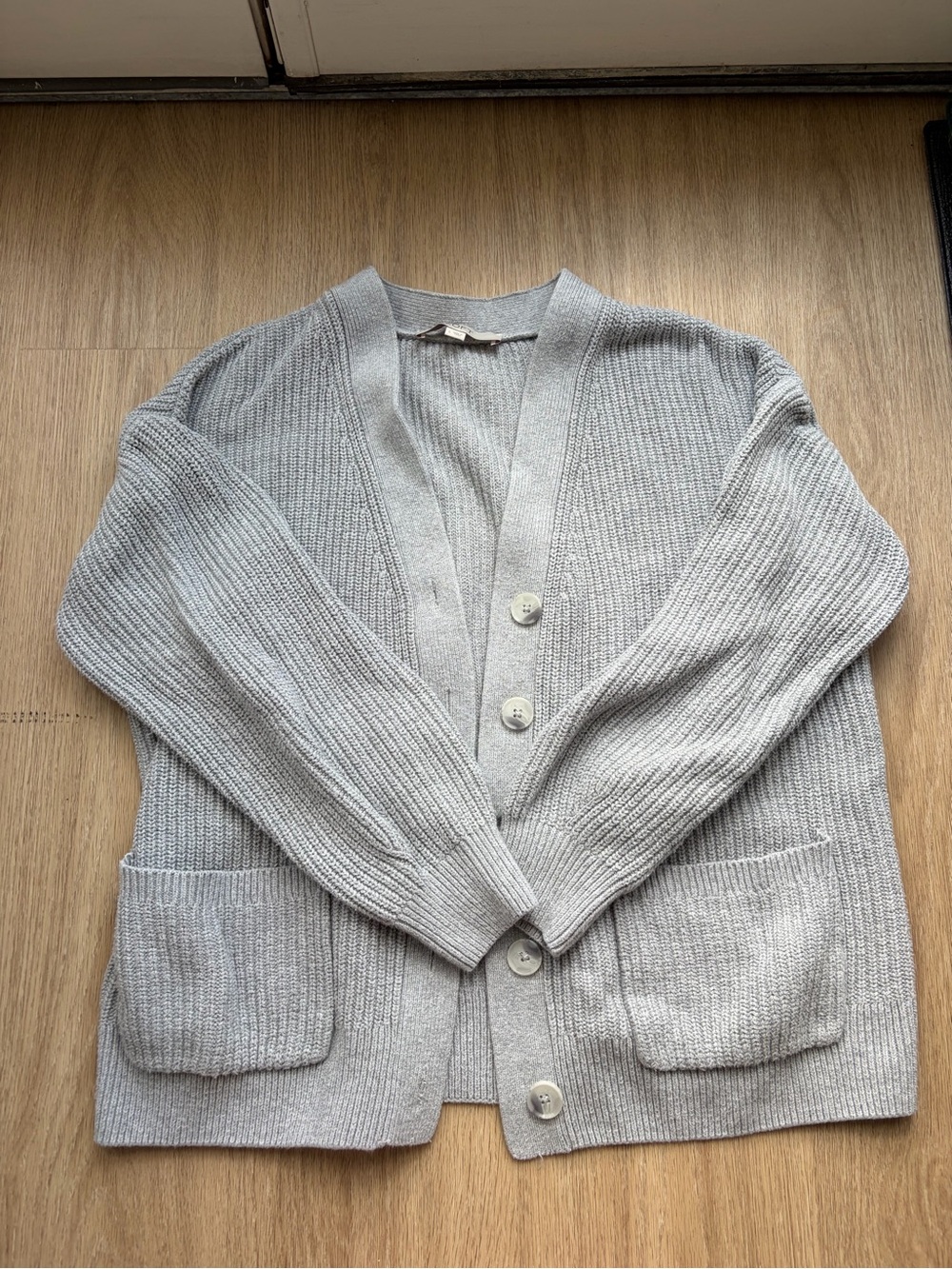 Light Gray Women's Button-Up Cardigan Sweater